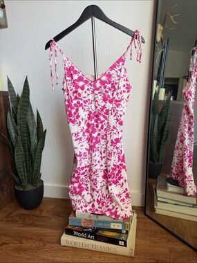 Tiki Palm Y2K Surf Style Hibiscus Flower Print Dress